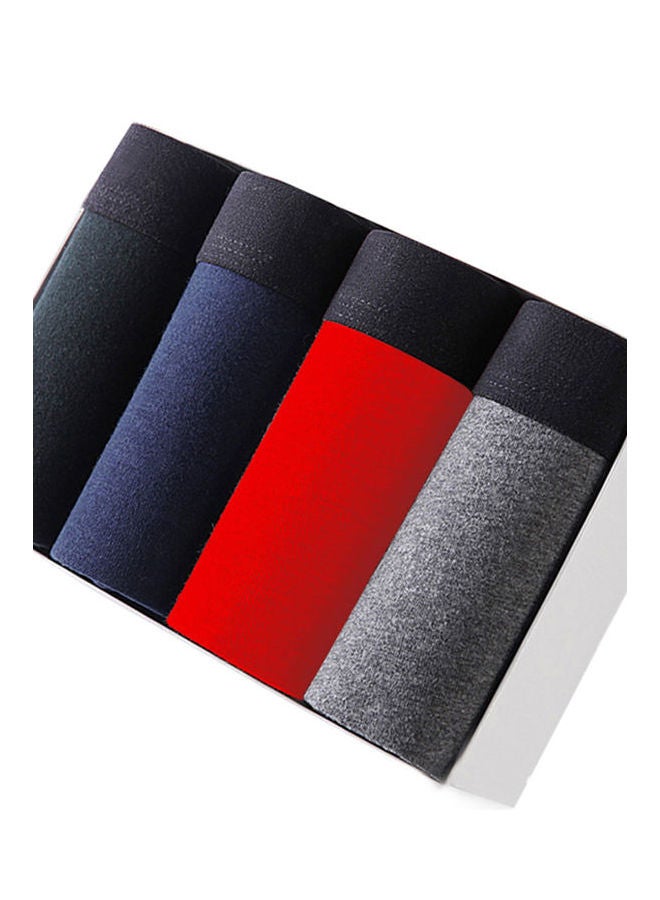 4-Piece Elastic Cotton Boxers Blue/Red/Grey  - Image 1