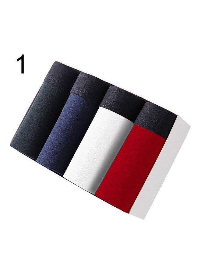 4-Piece Elastic Cotton Boxers Blue/Red/Green  - Image 1