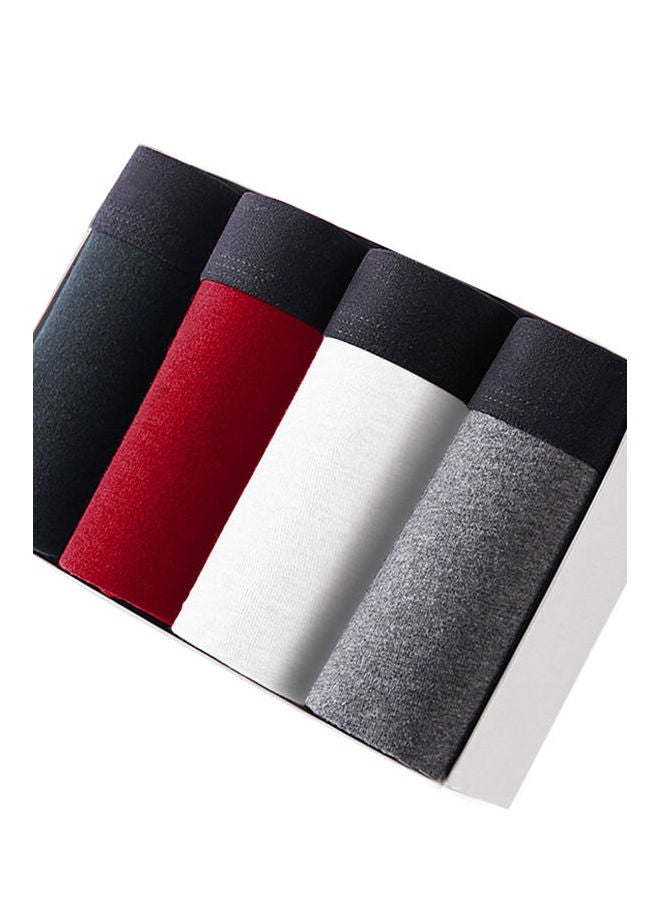 4-Piece Elastic Cotton Boxers White/Red/Green  - Image 1