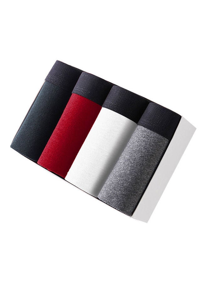 4-Piece Elastic Cotton Boxers White/Red/Green  - Image 2