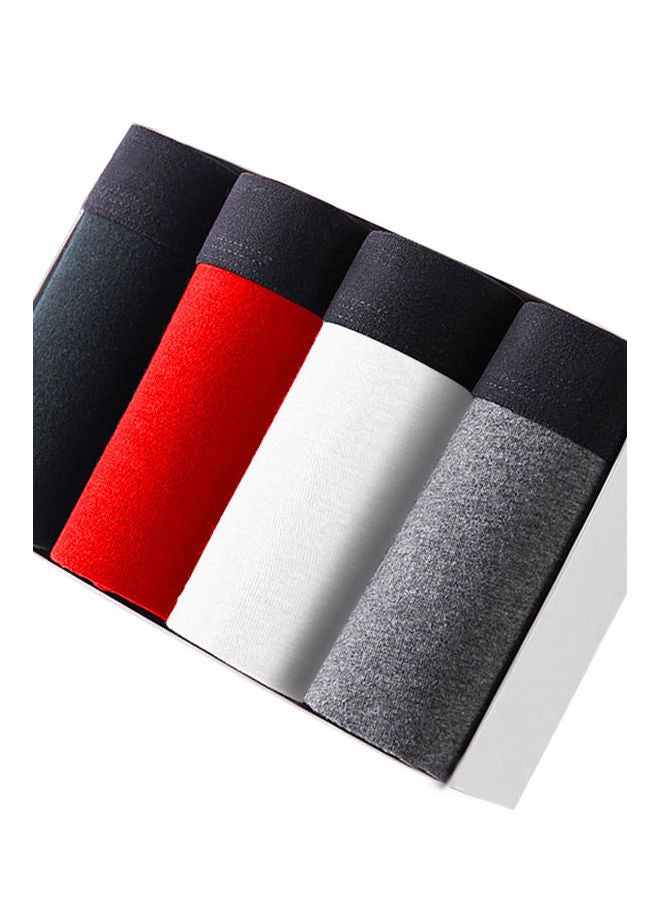 4-Piece Elastic Cotton Boxers Green/White/Grey  - Image 1