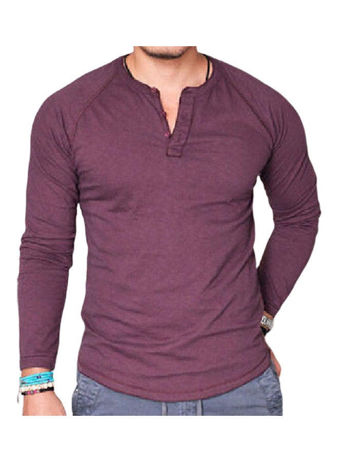 Solid Long Sleeve T-shirt Red  - Image 1