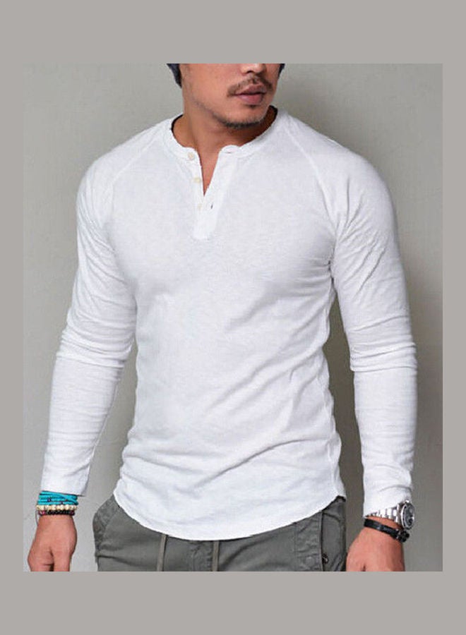 Solid Long Sleeve T-shirt White  - Image 5