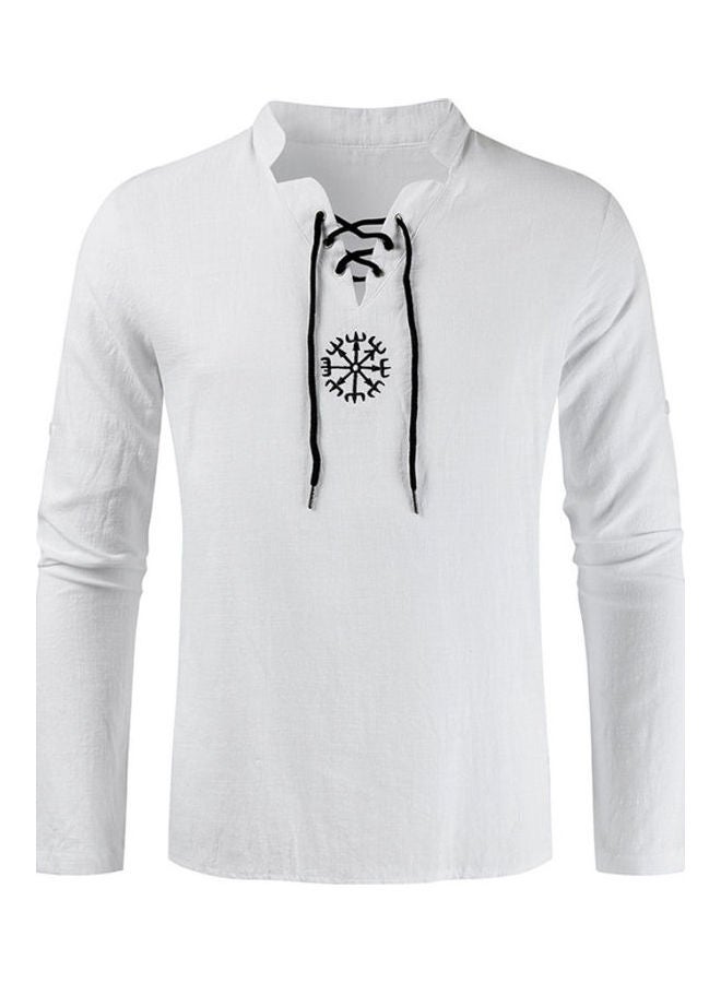 Tie Neck Detail T-Shirt White - Image 2
