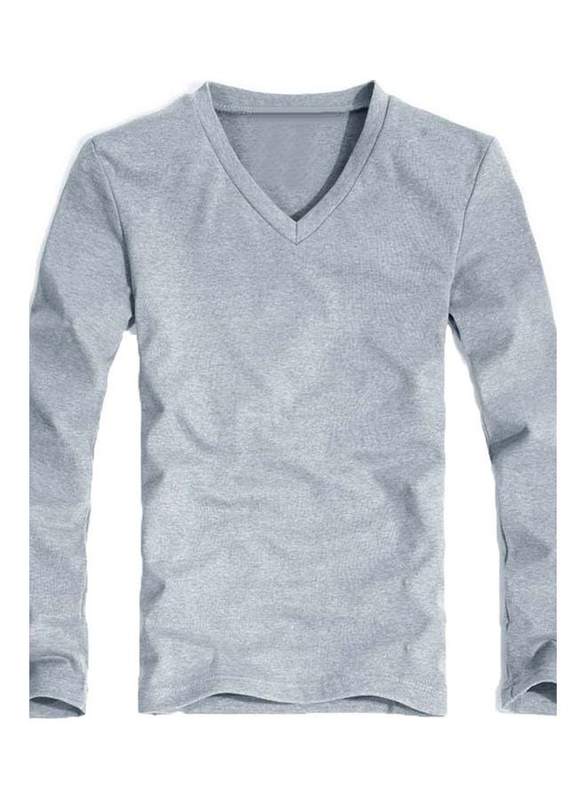 Solid Cotton Pullover Light Grey  - Image 1