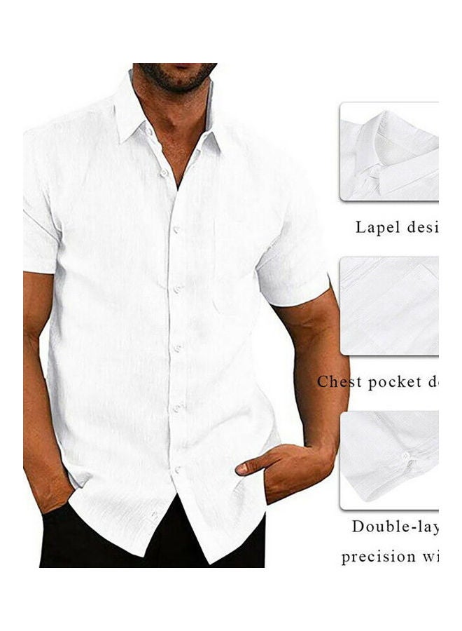 Generic - Men Casual Short Sleeve Turn Down Collar Single-breasted Office Shirt Blue - Image 1