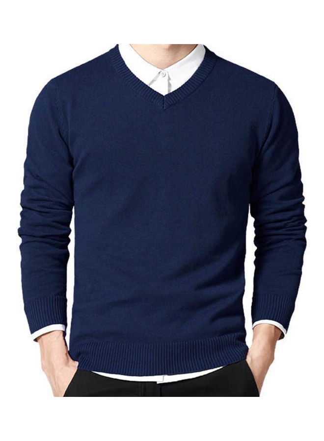 Solid Knitwear Sweater Dark Blue - Image 1