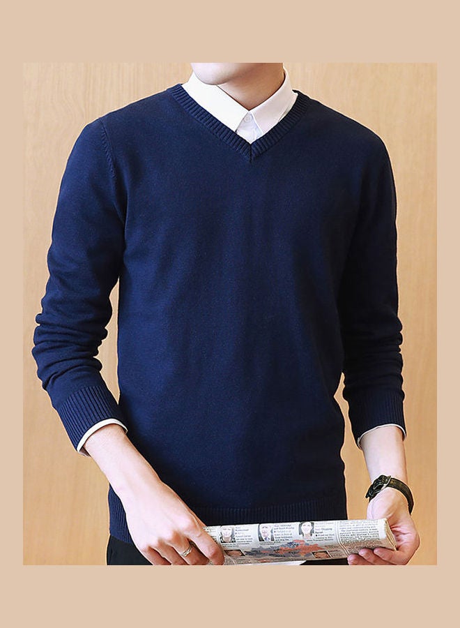 Generic V-Neck Long Sleeve Slim Pullover Knitwear Sweater multicolour  - Image 5