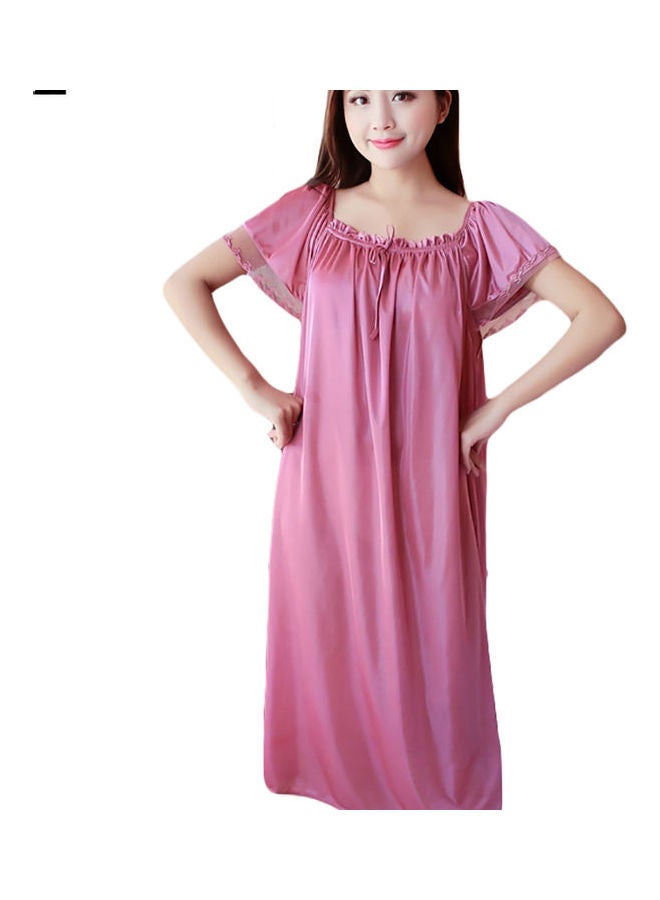 Generic Women Summer Loose Dress Nightdress Solid Colour Sleepwear Nightwear Cameo Brown  - Image 1