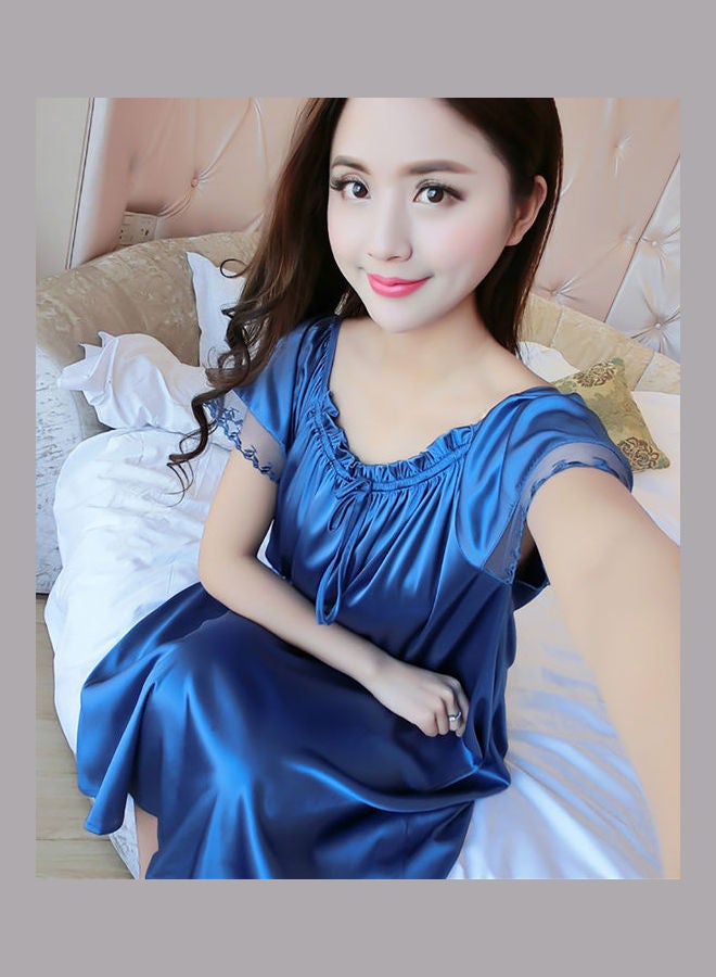Generic Women Summer Loose Dress Nightdress Solid Colour Sleepwear Nightwear Cameo Brown  - Image 4