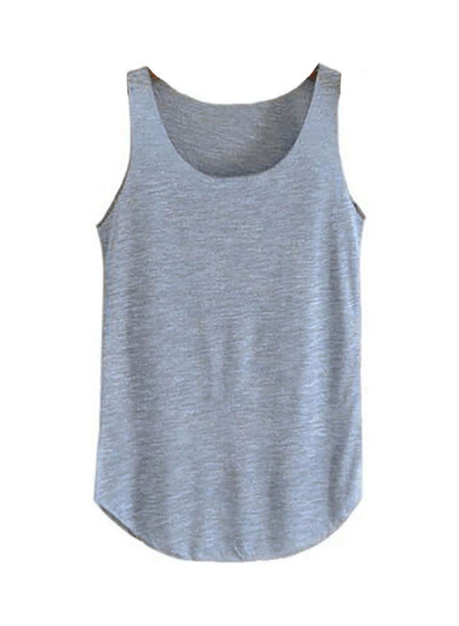 Women Summer Solid Colour Vest Sleeveless Blouse Loose Tank Top T-Shirt Blue + Grey  - Image 1