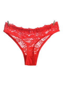 Generic See-Through Floral Lace G-String Women Underwear Panties Solid Colour Thong Rose Red  - Image 4