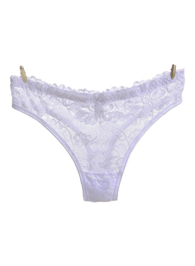 See-Through Floral Lace G-String Women Underwear Panties Solid Colour Thong Rose Red  - Image 5
