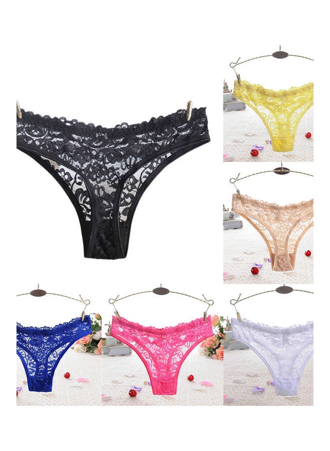 See-Through Floral Lace G-String Women Underwear Panties Solid Colour Thong Rose Red  - Image 3