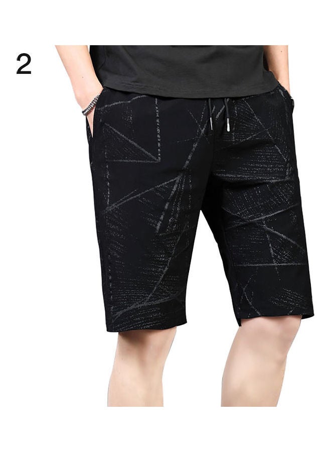 Men Casual Heatproof Anti-static Quick Dry Drawstring Beach Shorts Fifth Pants Black 2 - Image 1