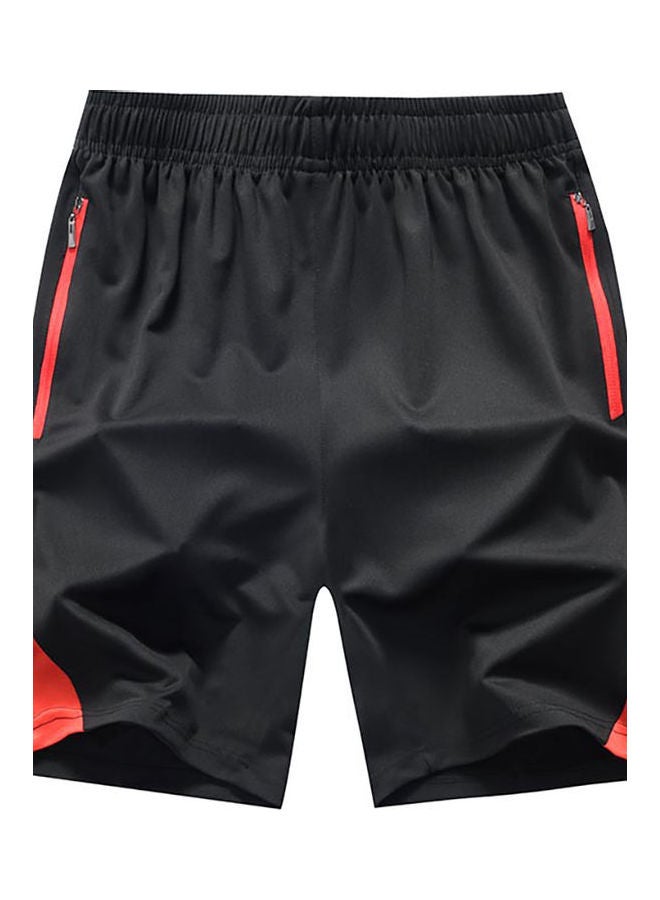 Men Casual Breathable Stretchy Quick Dry Drawstring Fifth Pants Beach Shorts Red - Image 1