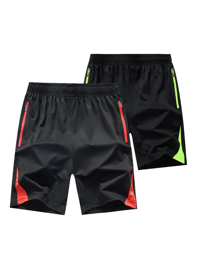 Men Casual Breathable Stretchy Quick Dry Drawstring Fifth Pants Beach Shorts Red - Image 2