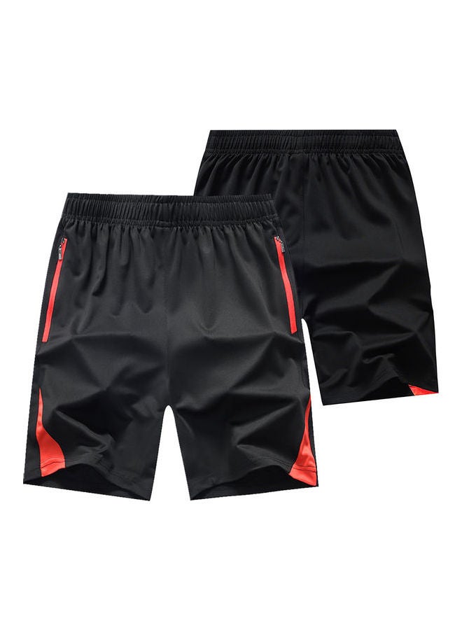 Men Casual Breathable Stretchy Quick Dry Drawstring Fifth Pants Beach Shorts Red - Image 3