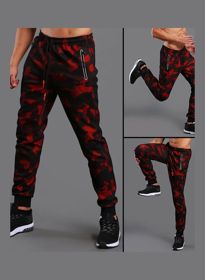 Men Camo Ankle Tie Drawstring Pockets Fitness Running Sports Pants Sweatpants Blue  - Image 4
