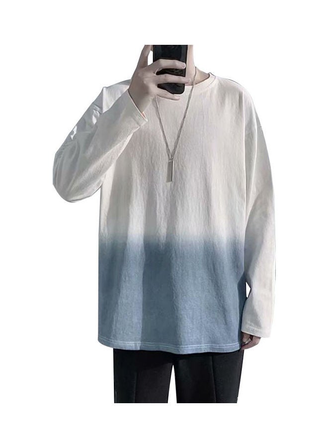 Gradient Printed Loose T-Shirt Blue/White - Image 1