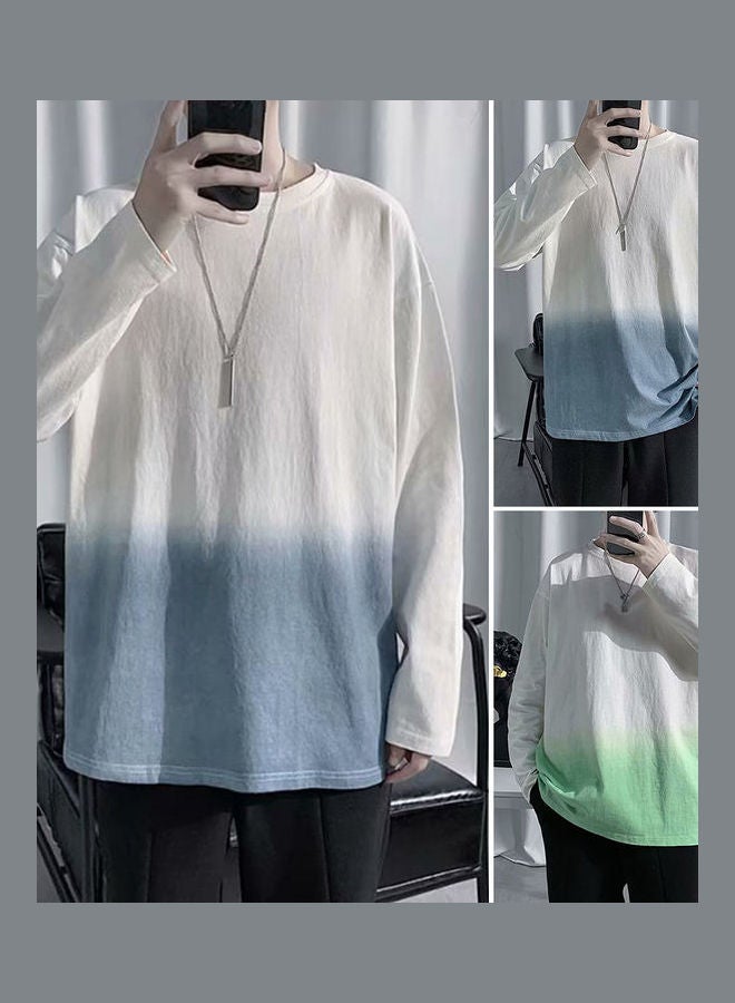 Gradient Printed Loose T-Shirt Blue/White - Image 2