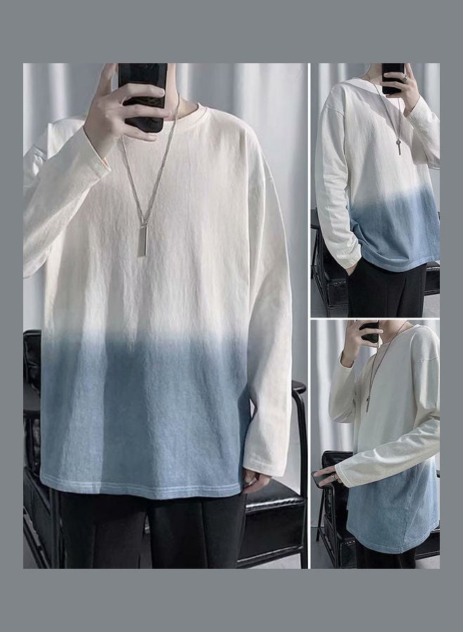 Gradient Printed Loose T-Shirt Blue/White - Image 3