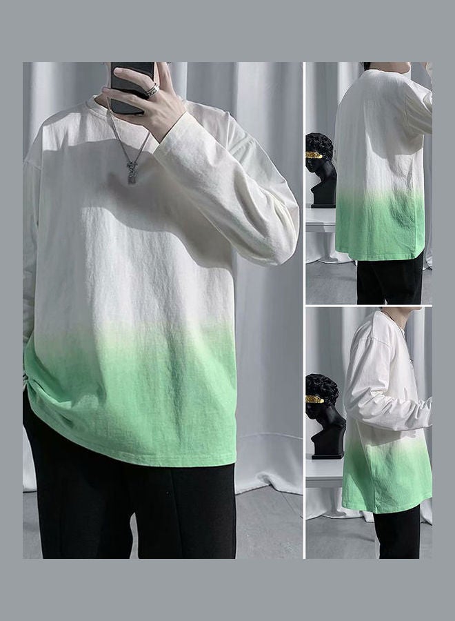 Gradient Printed Loose T-Shirt Blue/White - Image 4
