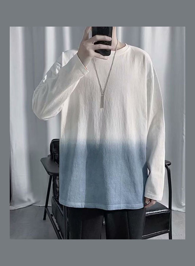 Gradient Printed Loose T-Shirt Blue/White - Image 5