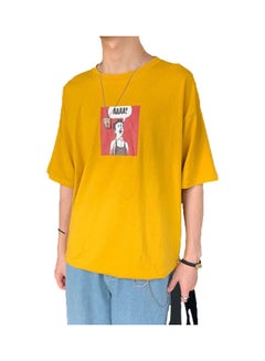 Cartoon Printed Loose T-Shirt Yellow/Red/White