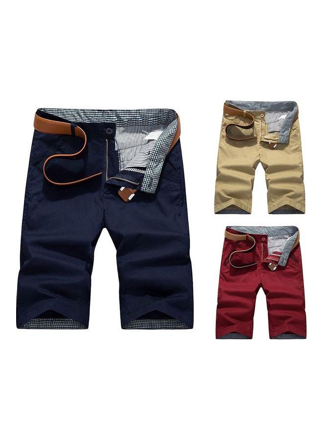 Men Casual Quick Dry Pockets Button Breathable Beach Board Shorts Fifth Pants Black  - Image 3