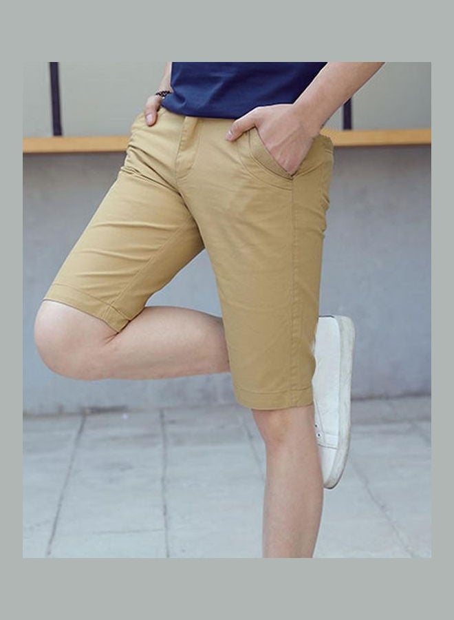 Men Casual Quick Dry Pockets Button Breathable Beach Board Shorts Fifth Pants Black  - Image 5