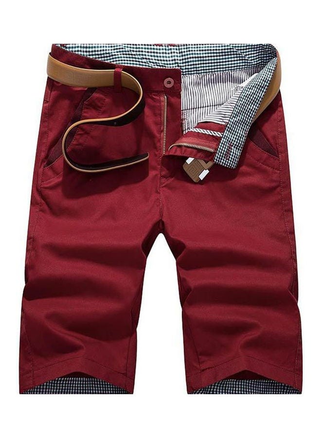 Men’s Casual Beach Board Shorts Wine Red - Image 1