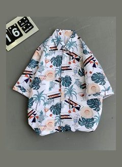 Men's Coconut Tree Turndown Collar Beach Shirt White - v1606933597/N42694991V_1