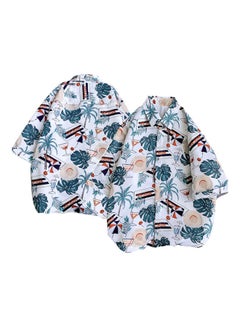 Men's Coconut Tree Turndown Collar Beach Shirt White - v1606933597/N42694991V_4