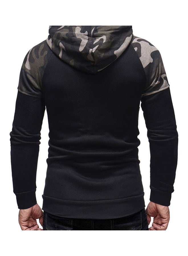 Camouflage Printed Slim Zipper Hoodie Dark Gray/Green  - Image 5