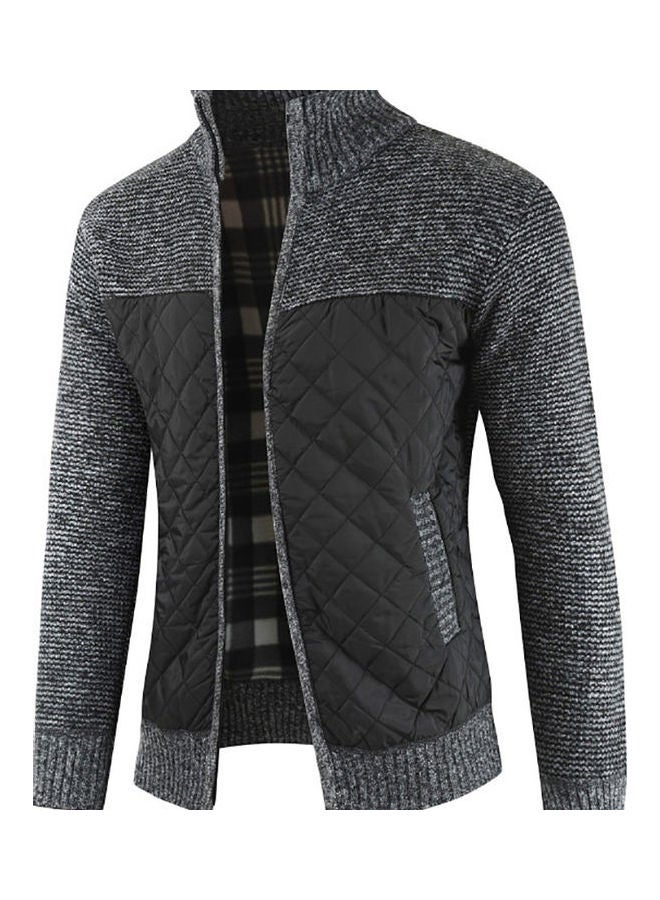 Generic - Zipperd  Knitted Coat Dark Gray - Image 1