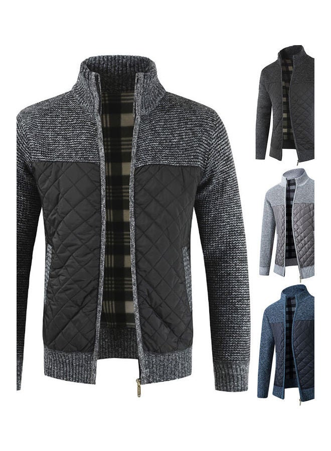 Generic - Zipperd  Knitted Coat Dark Gray - Image 1