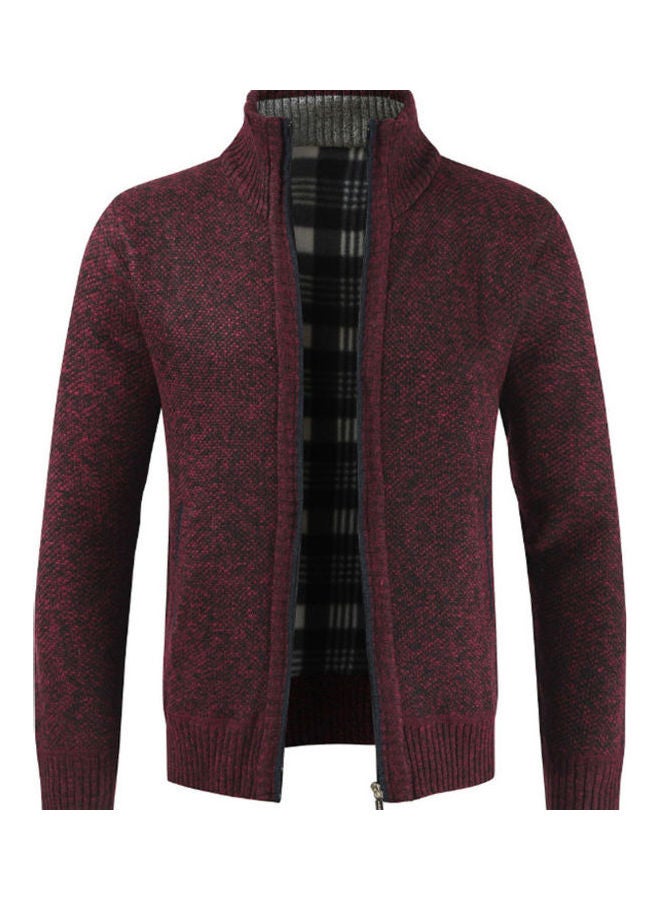 Generic - Men's Knitted Cardigan Coat Red - Image 1