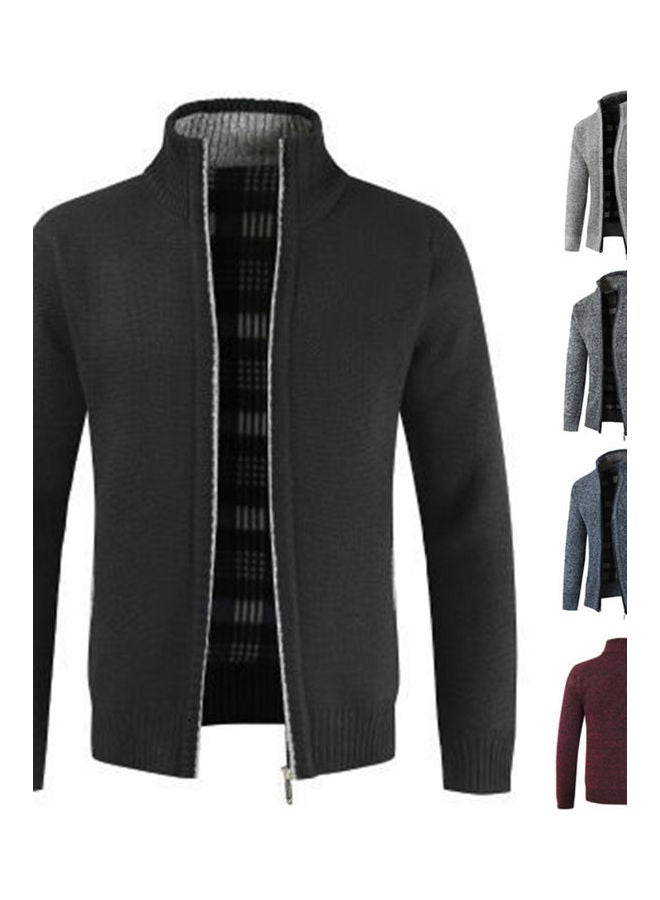 Generic - Men's Knitted Cardigan Coat Red - Image 1