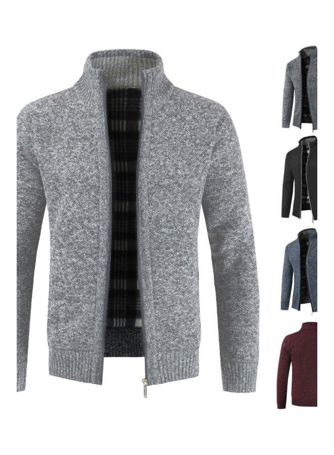 Generic - Men's Knitted Cardigan Coat Red - Image 1