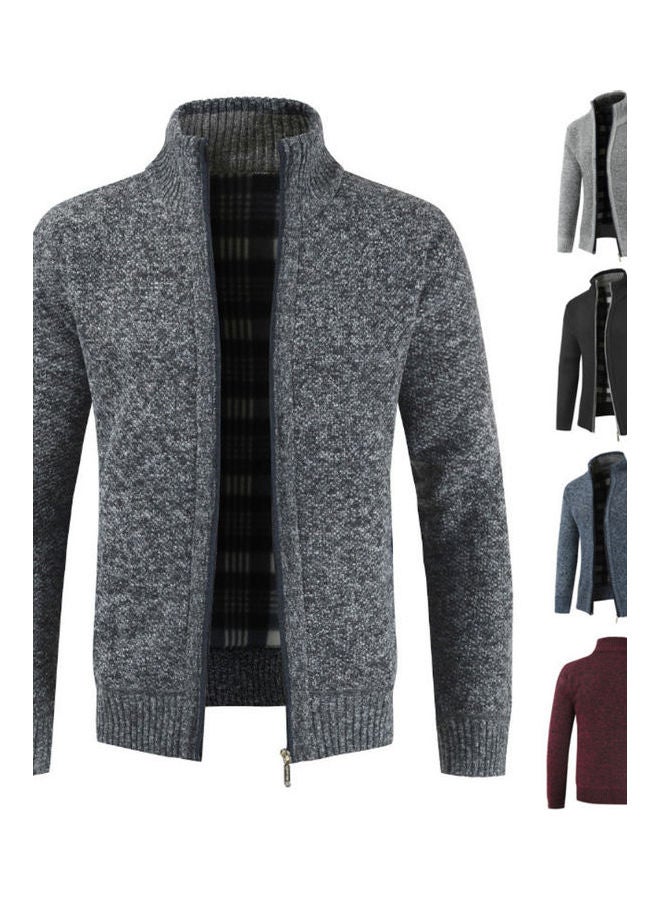 Generic - Men's Knitted Cardigan Coat Red - Image 1