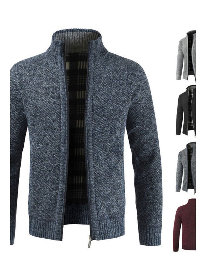 Generic - Men's Knitted Cardigan Coat Red - Image 1