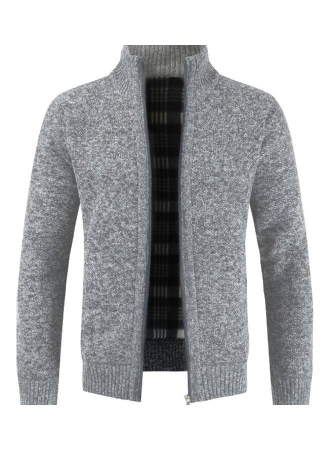 Generic - Winter Knitted Cardigan Light Grey - Image 1