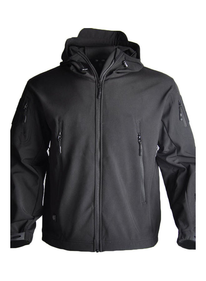 Waterproof Windbreaker Hooded Jacket Black  - Image 1