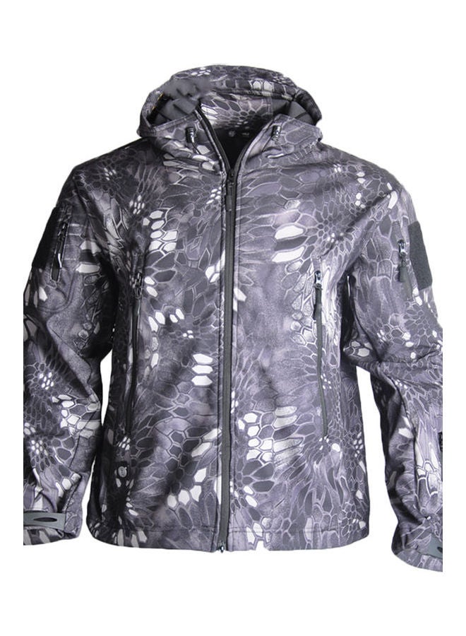 Waterproof Windbreaker Hooded Jacket Black Gray Camouflage 