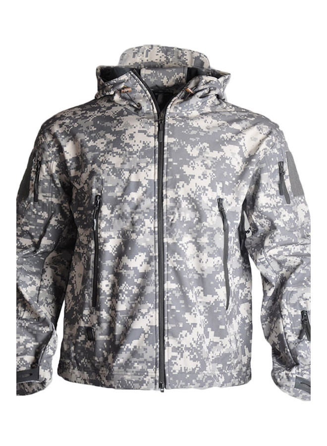 Waterproof Windbreaker Hooded Jacket Camouflage Grey 