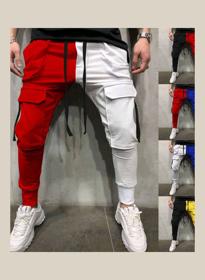 Generic - Men's Casual Color Matching Hip Hop Leggings Black Red - Image 1