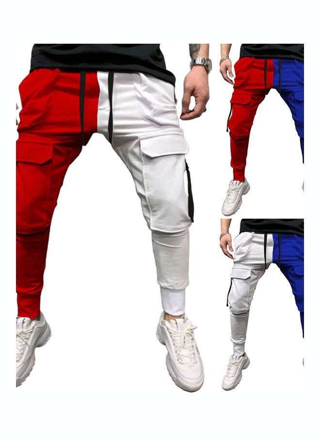 Generic - Men's Casual Color Matching Hip Hop Leggings Black Red - Image 1