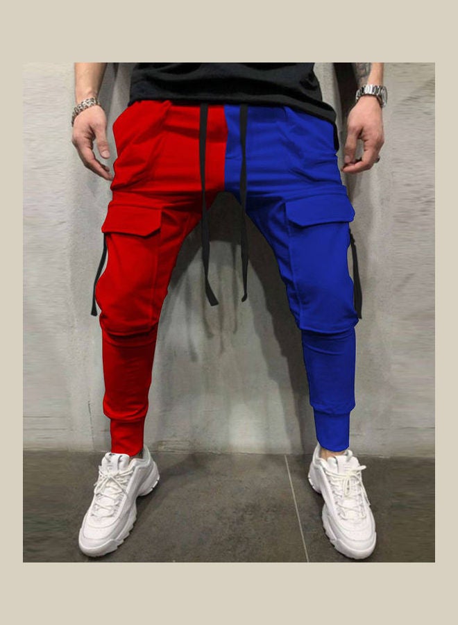Generic - Men's Casual Color Matching Hip Hop Leggings Black Red - Image 1