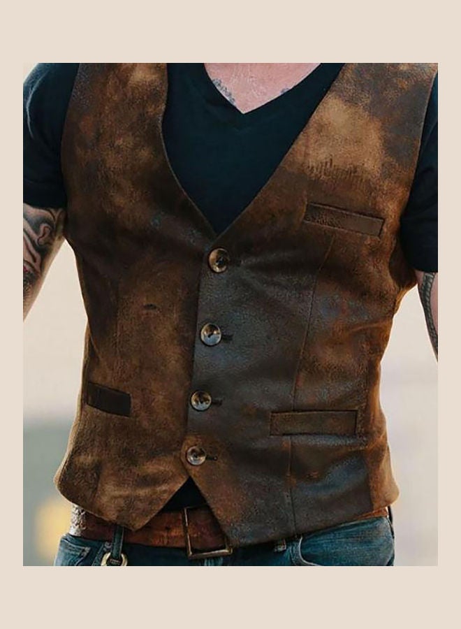 Generic - Single-Breasted Suit Waistcoat Brown - Image 1